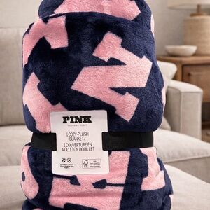 PINK Victoria's Secret Plush Blanket - Blue and Pink